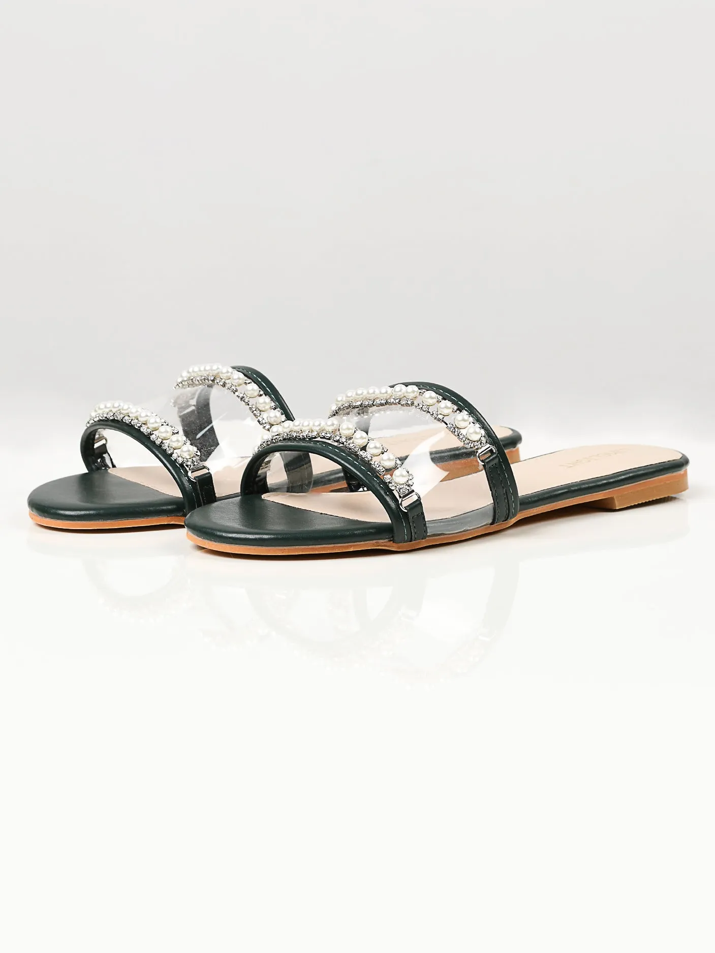 Clear Strap Slides - Green