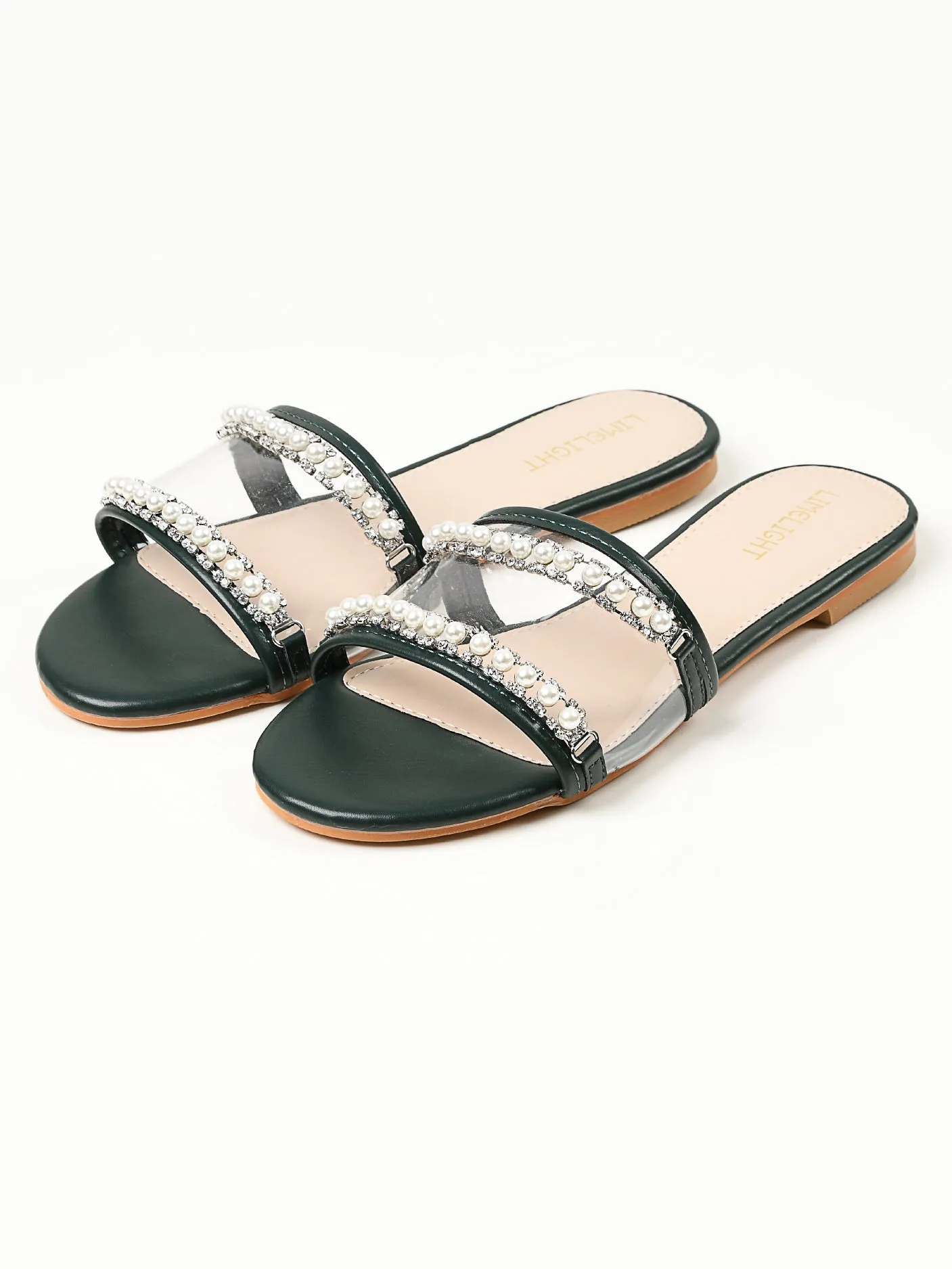 Clear Strap Slides - Green