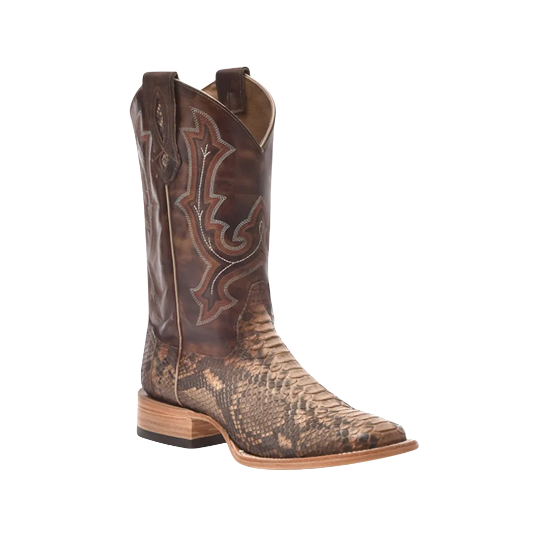 Corral Men's Exotic Python Western Broad Natural Brown Boots