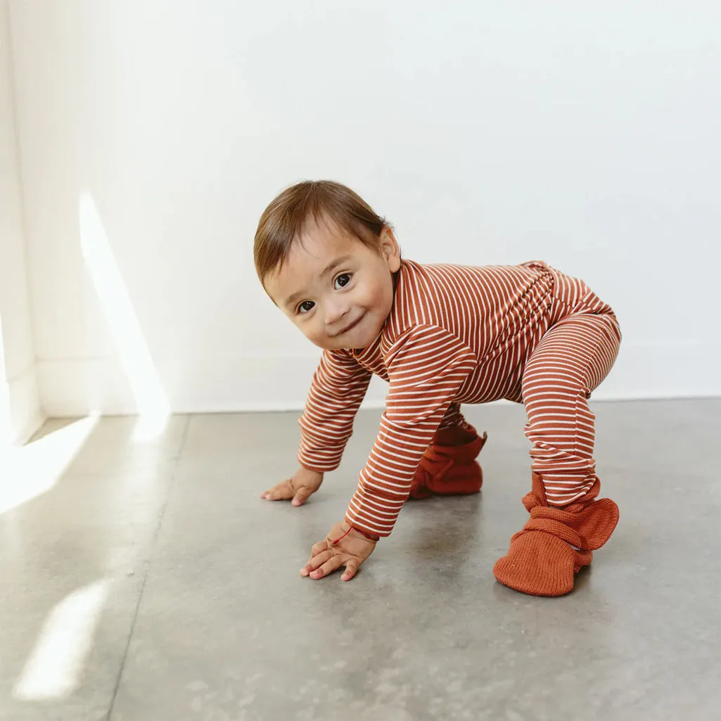 Cotton Knit Stay on Baby Boots | Clay