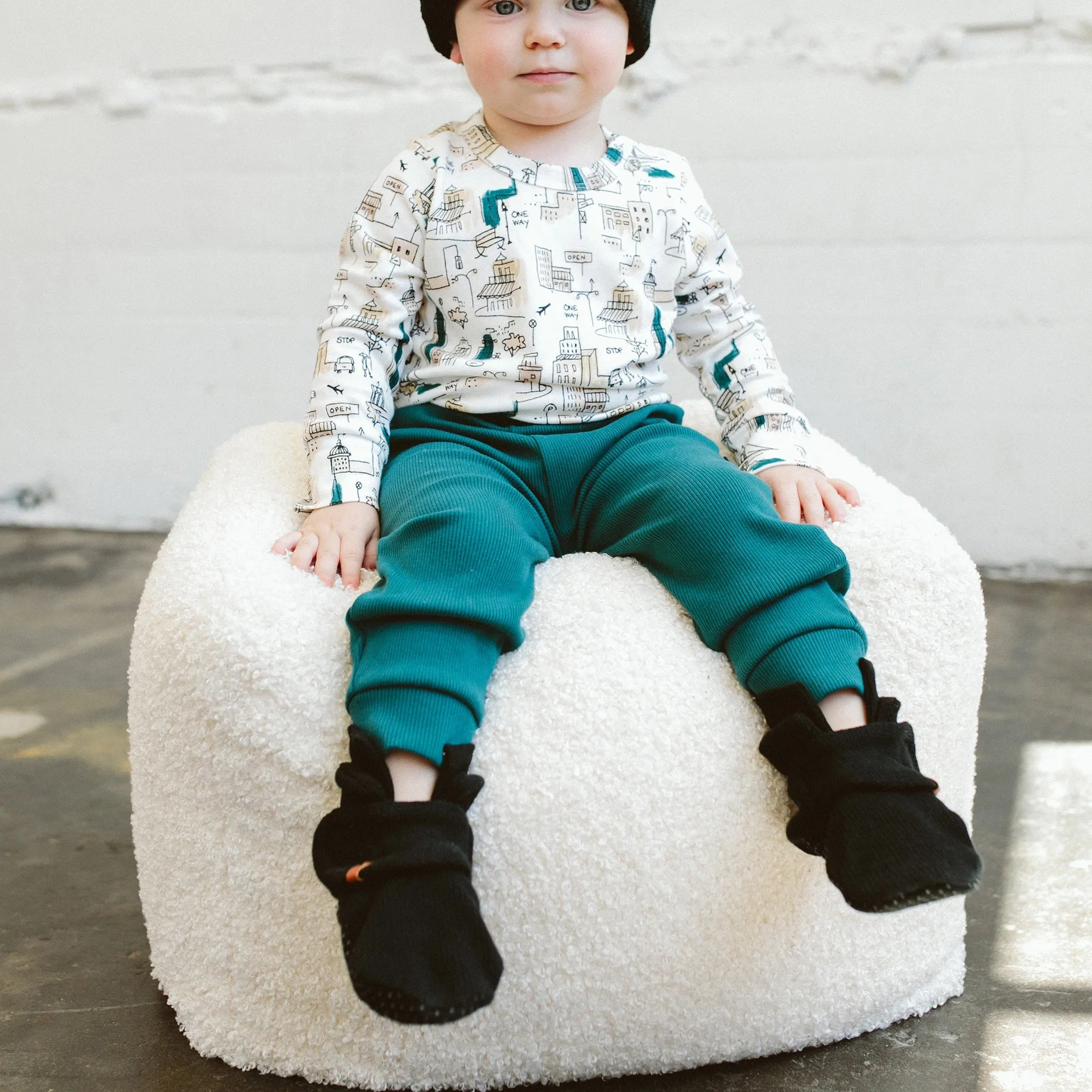 Cotton Knit Stay on Baby Boots | Shadow