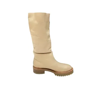 Cream Leather Boots - 7