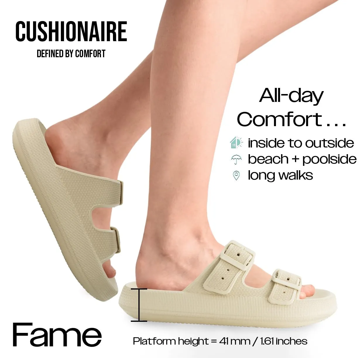 Cushionaire Women's Fame Sandals With Comfort Beige 12 Pair of Shoes