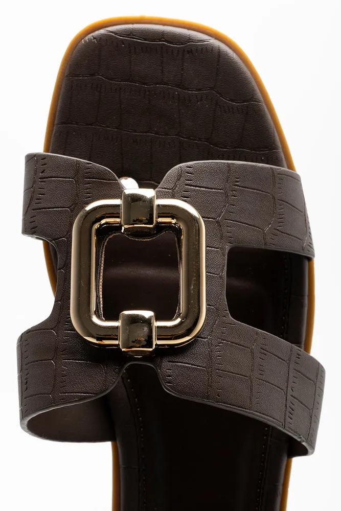 Cut-Out Mule Sandal Brown