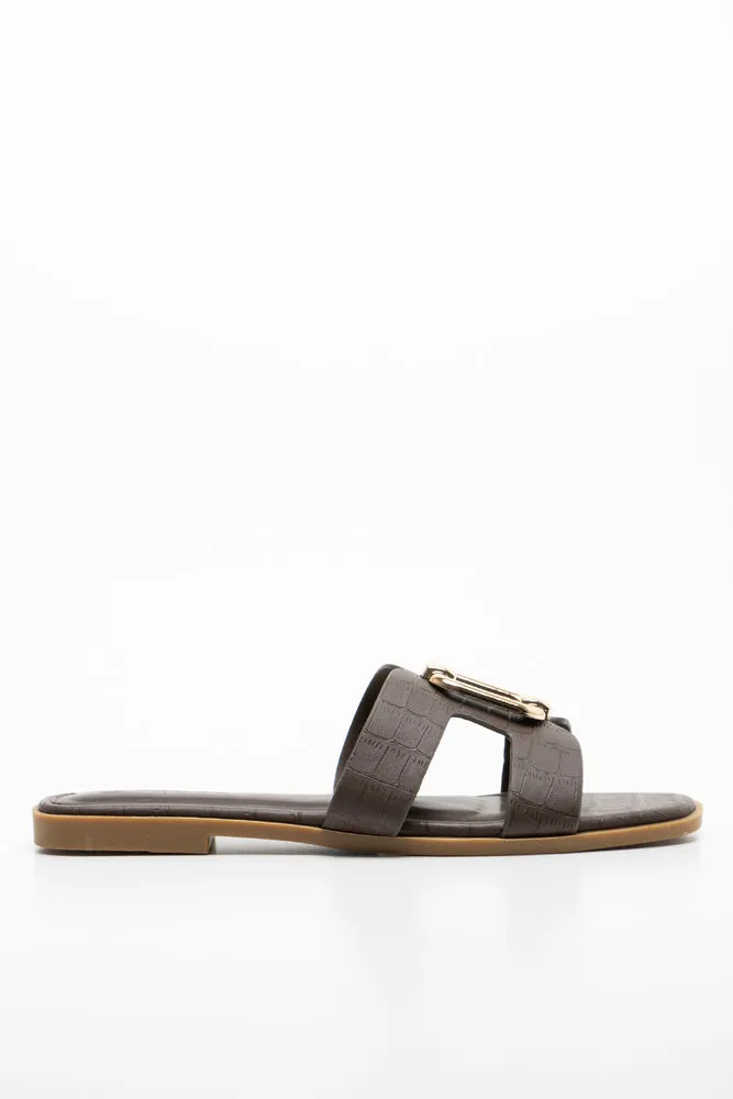 Cut-Out Mule Sandal Brown