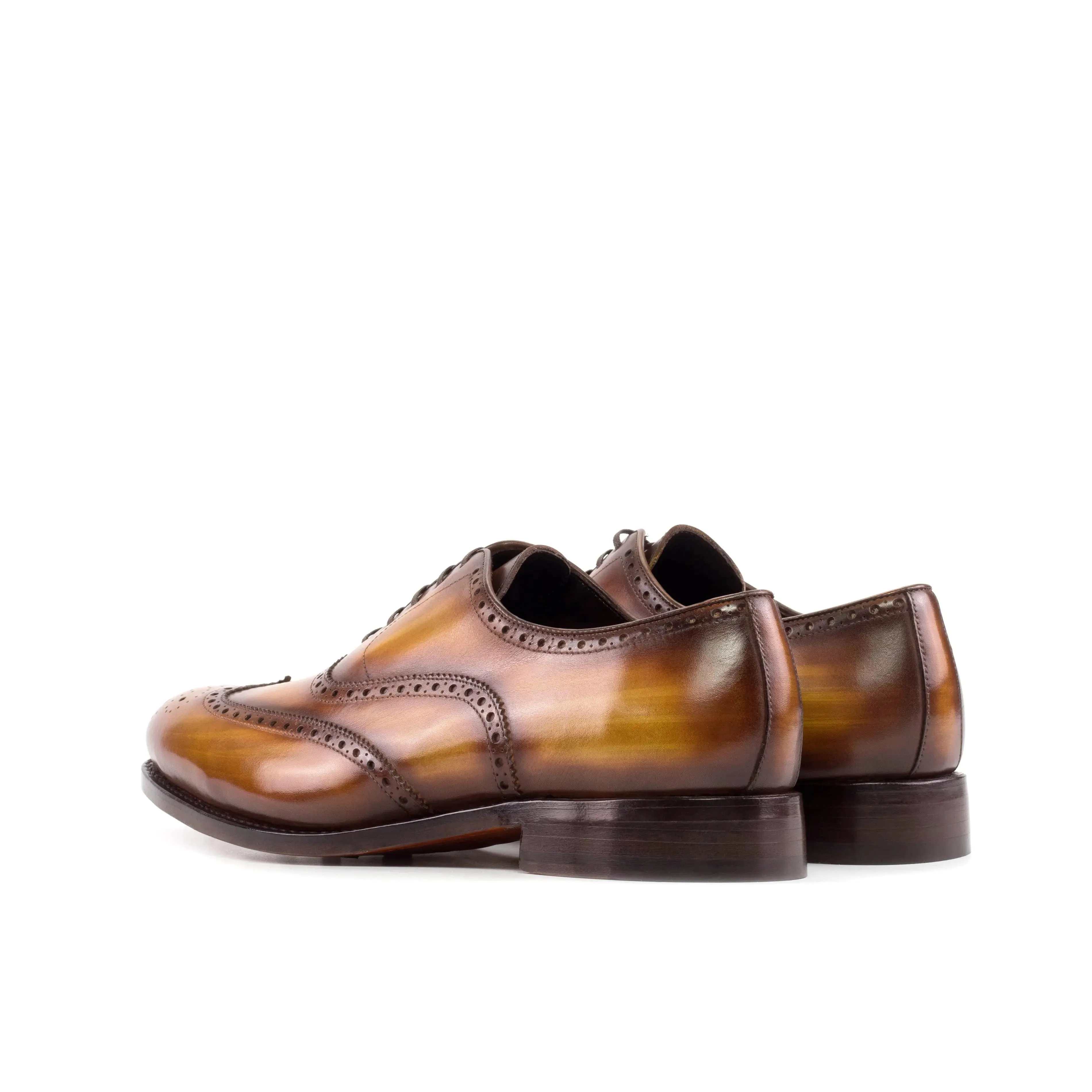 DapperFam Aeron in Cognac Men's Hand-Painted Patina Full Brogue