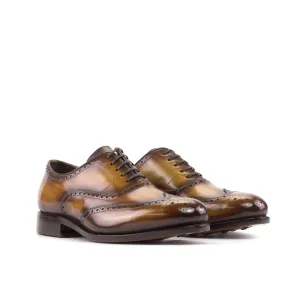 DapperFam Aeron in Cognac Men's Hand-Painted Patina Full Brogue