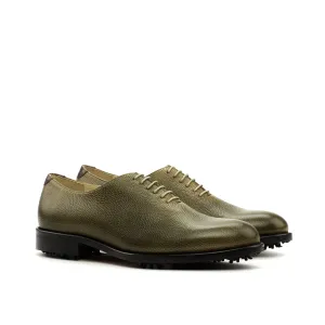 DapperFam Giuliano Golf in Olive / Dark Brown Men's Italian Full Grain & Pebble Grain Leather Whole Cut