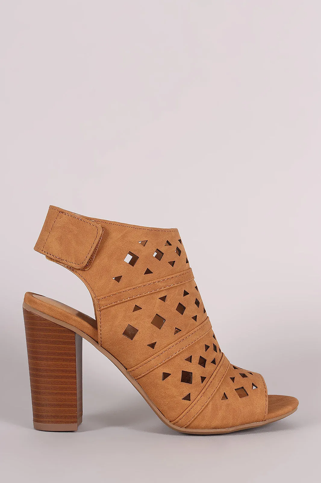 Delicious Geo Perforated Chunky Mule Heel