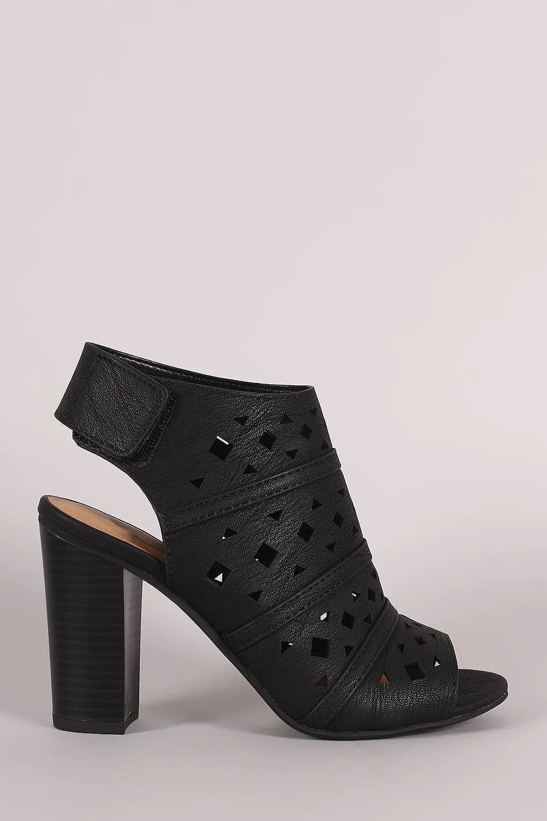 Delicious Geo Perforated Chunky Mule Heel