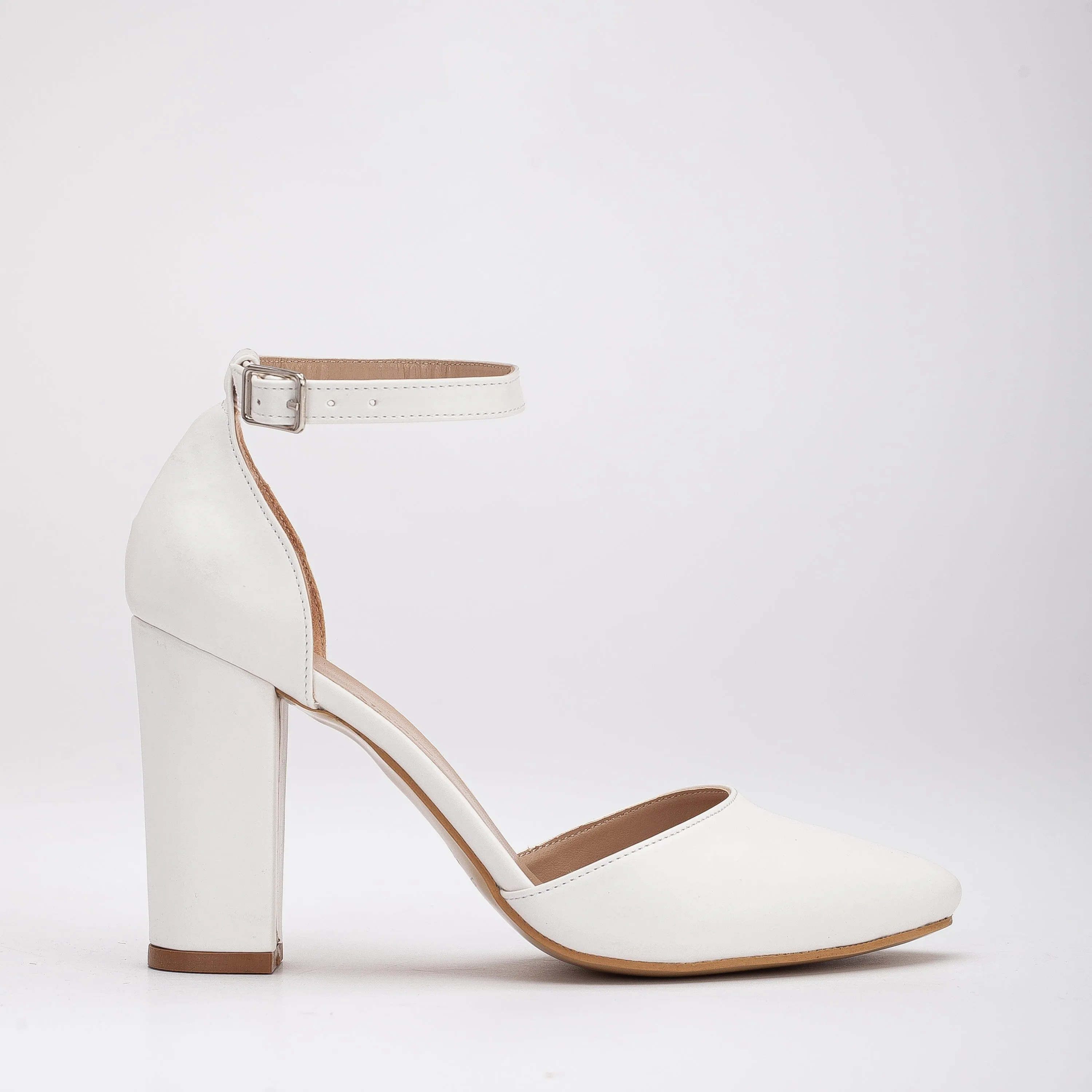 Denise Vegan Leather & Pearl Wedding Heels | White