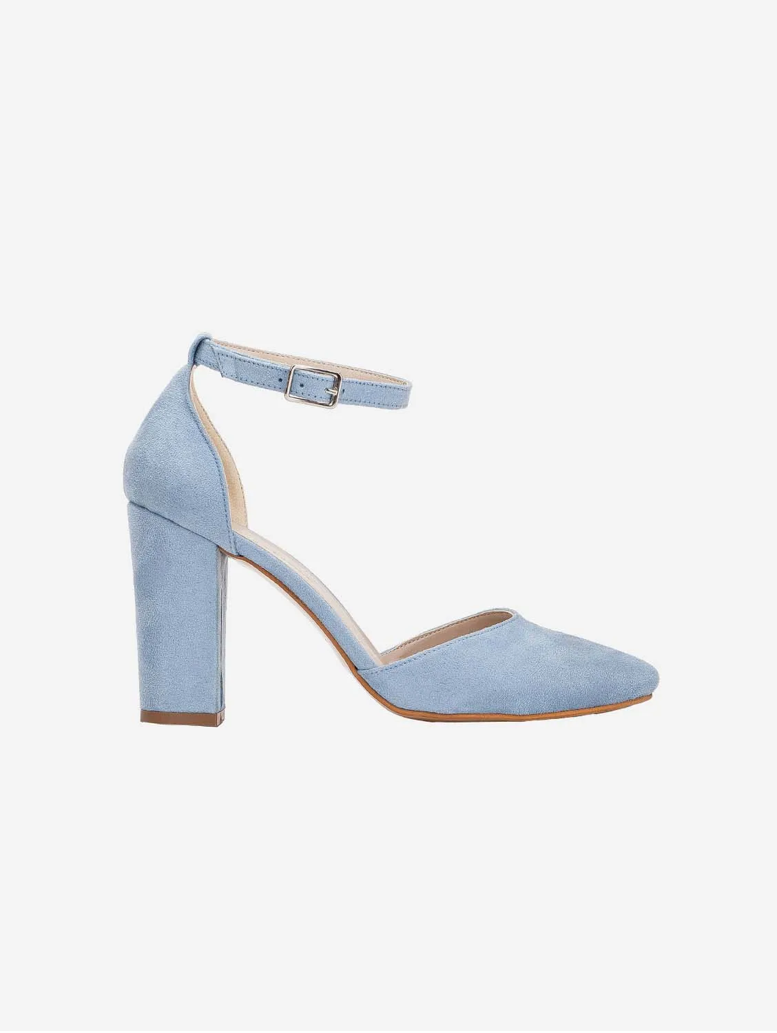 Denise Vegan Suede & Pearl Heels | Baby Blue