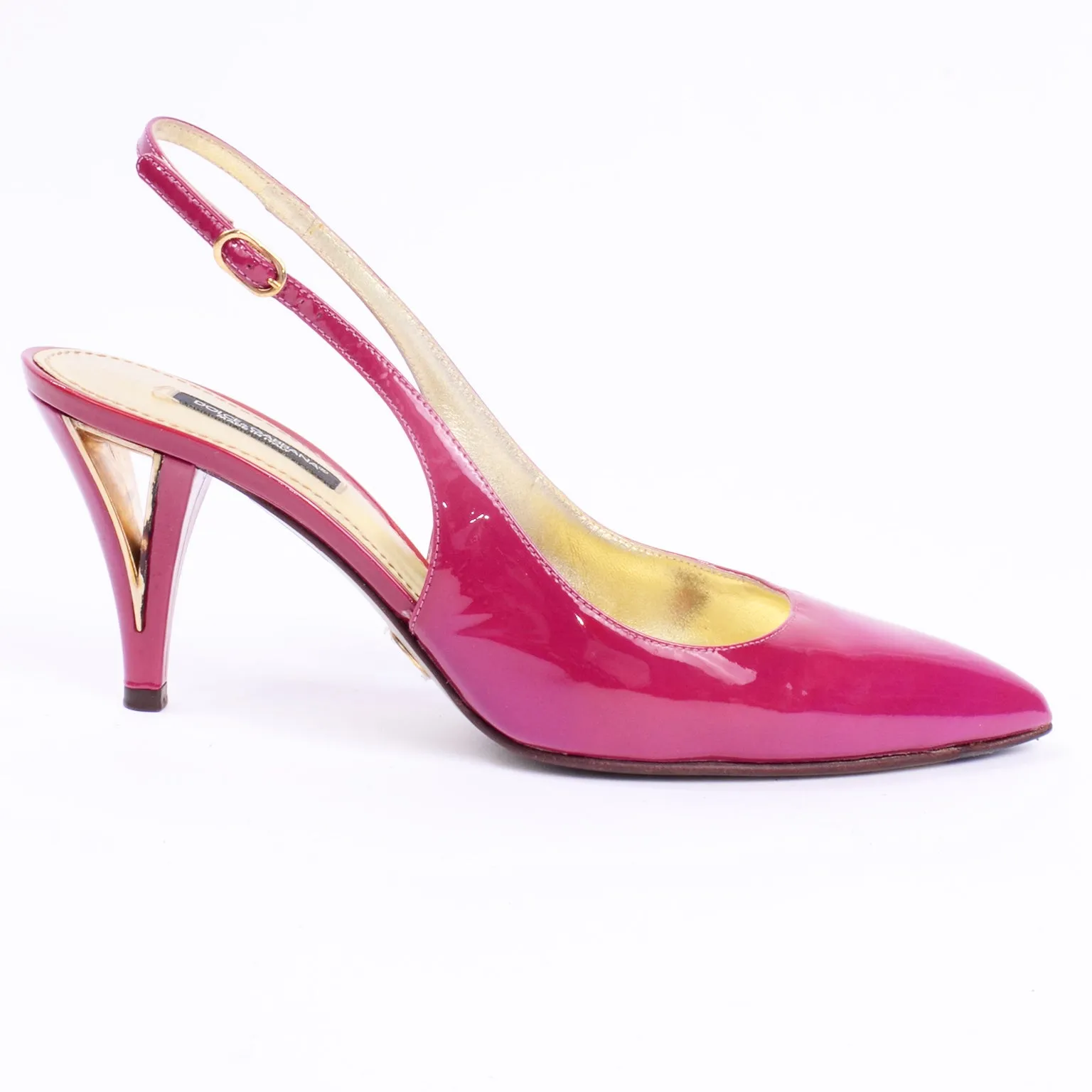 Dolce & Gabbana Pointed Toe Shoes Pink Patent Leather Slingbacks