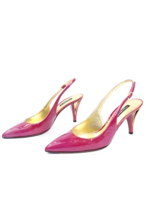 Dolce & Gabbana Pointed Toe Shoes Pink Patent Leather Slingbacks