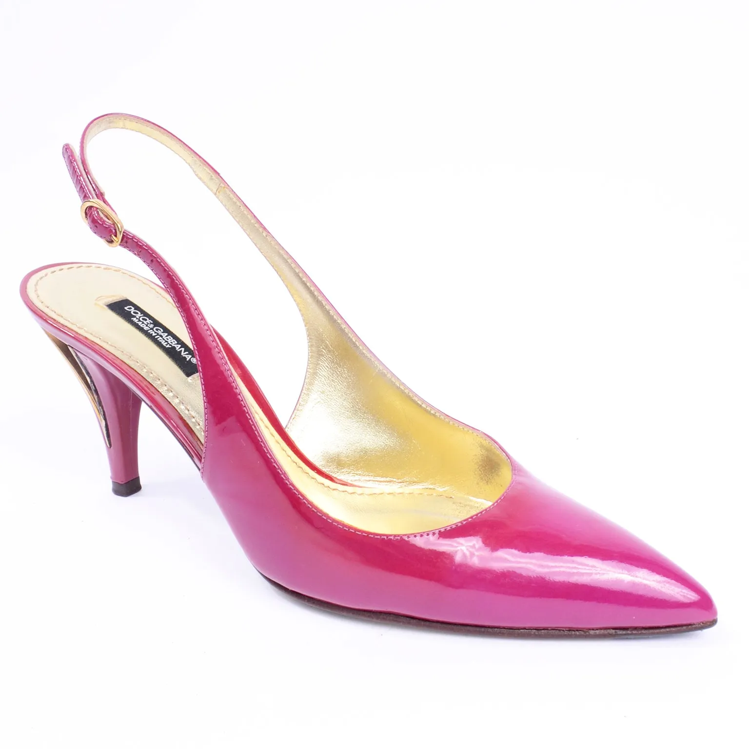 Dolce & Gabbana Pointed Toe Shoes Pink Patent Leather Slingbacks