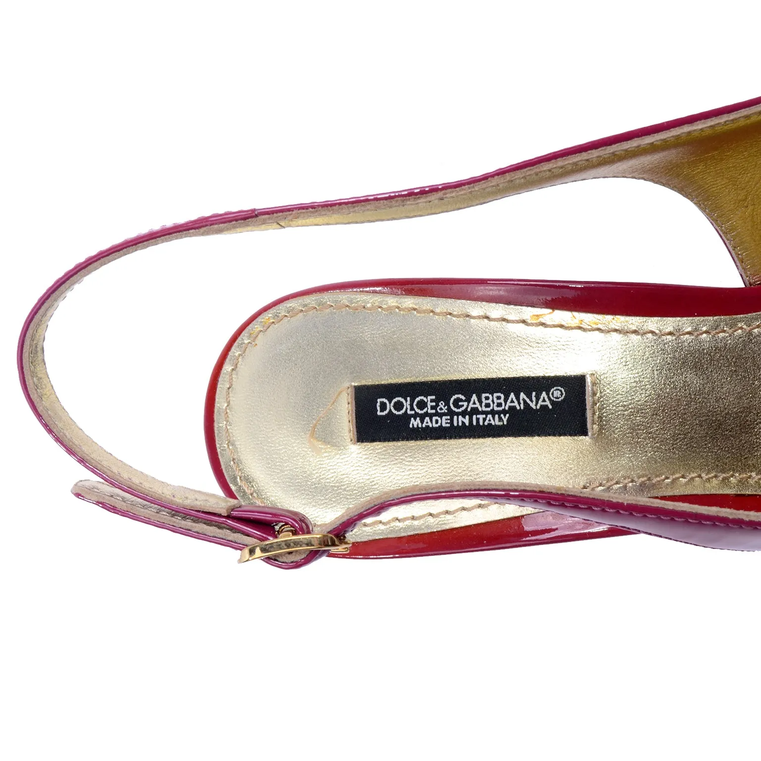 Dolce & Gabbana Pointed Toe Shoes Pink Patent Leather Slingbacks