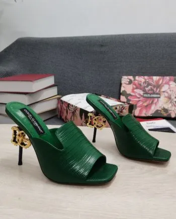 DolGa Lguana-Print Mules Green For Women DG Shoes