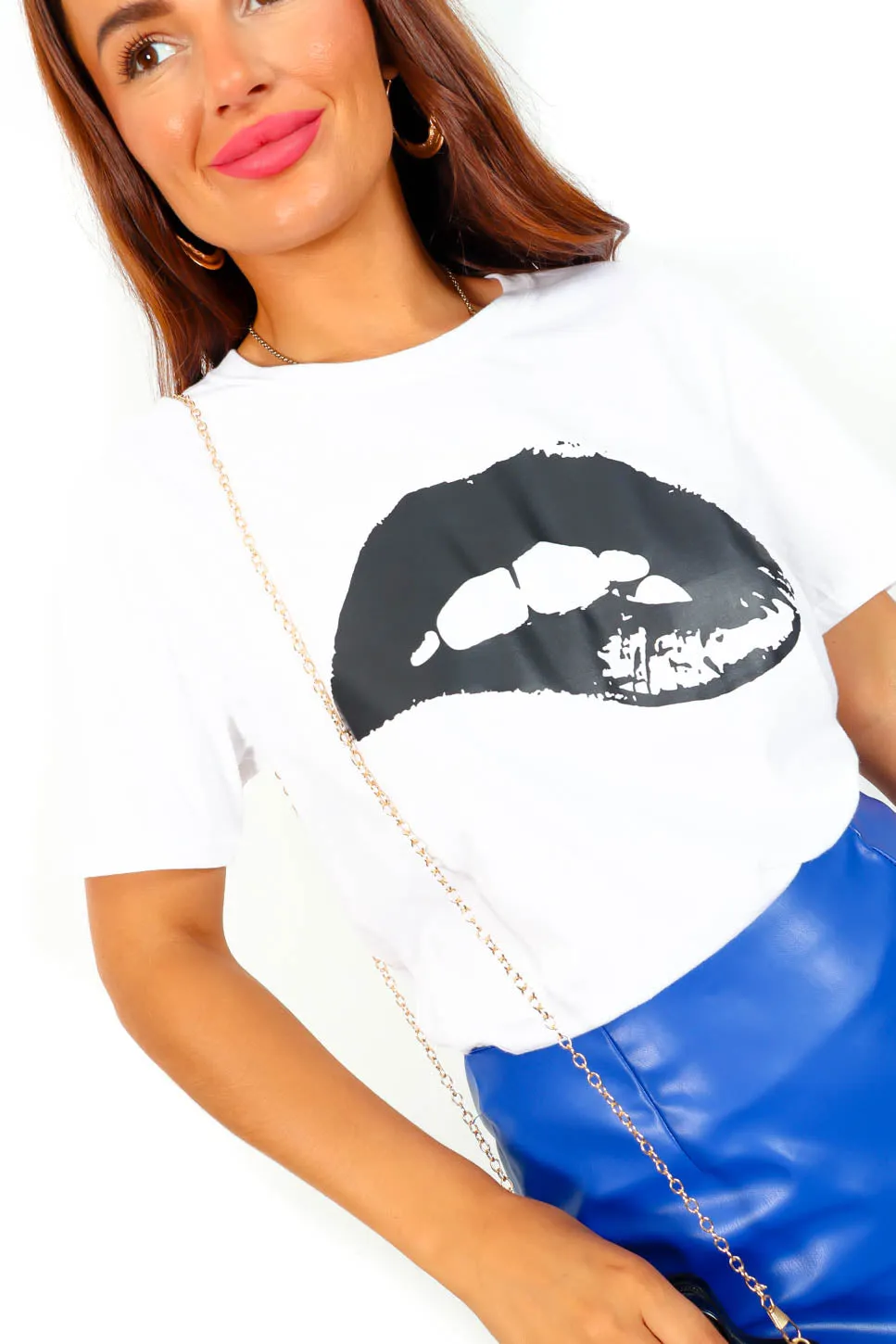 Don't Get Lippy - White Black Lips Graphic T-Shirt