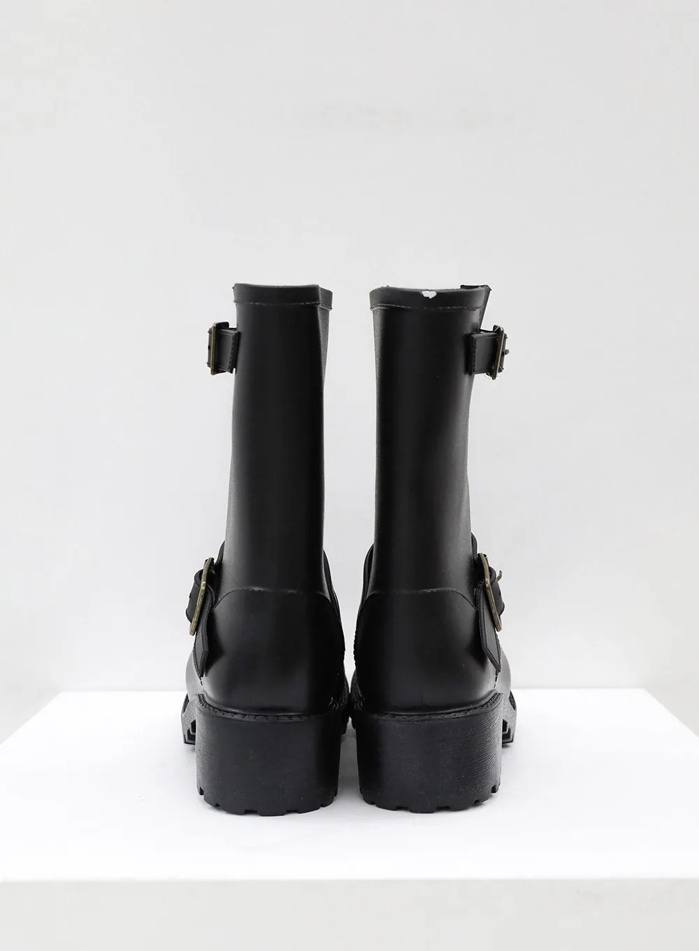 Double Buckled Mid-Calf Rain Boots OJ21