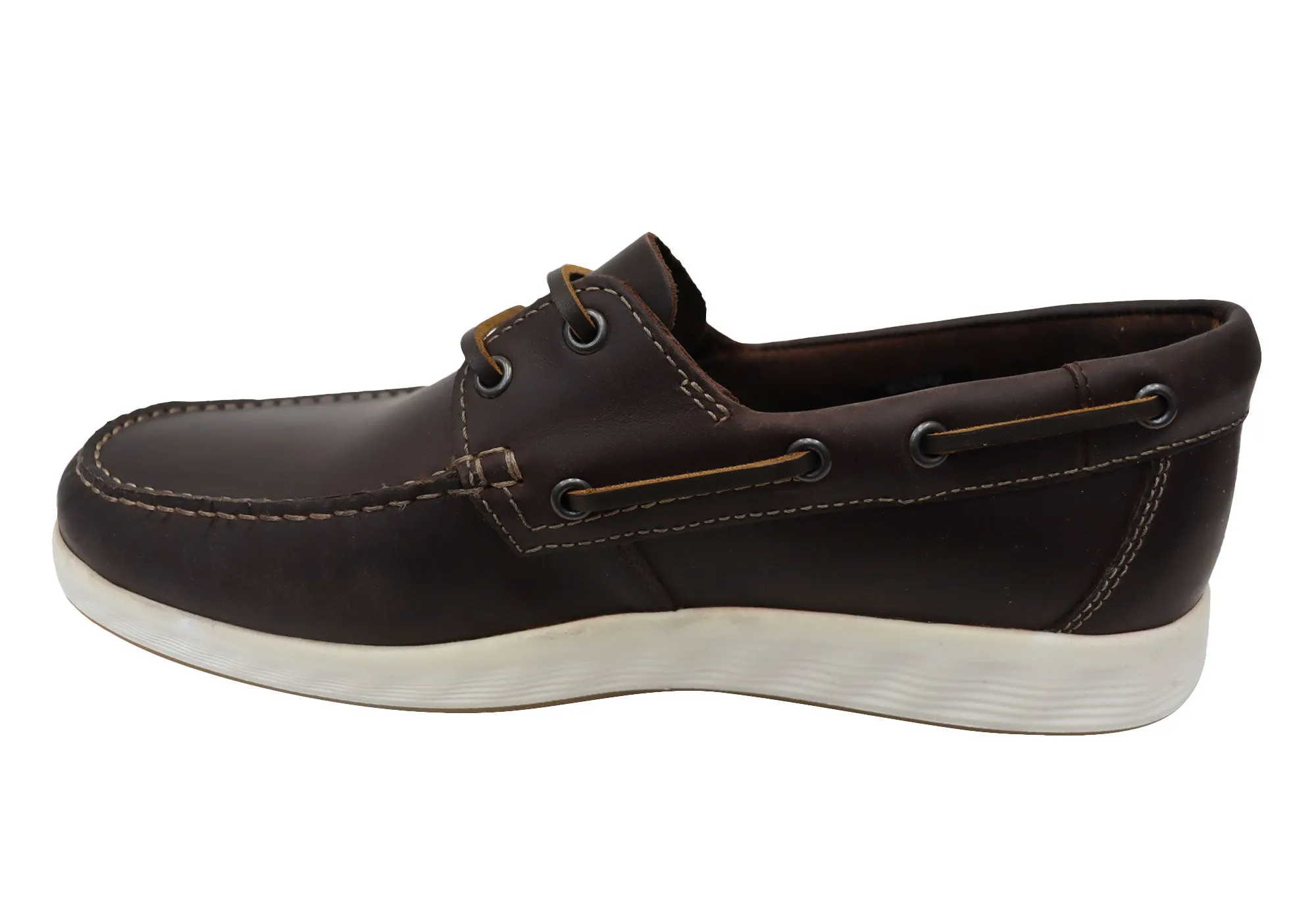 ECCO Mens Comfortable Leather S Lite Moc Boat Shoes