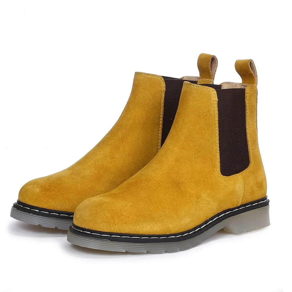 Elaine Yellow Suede Leather Chelsea Boots