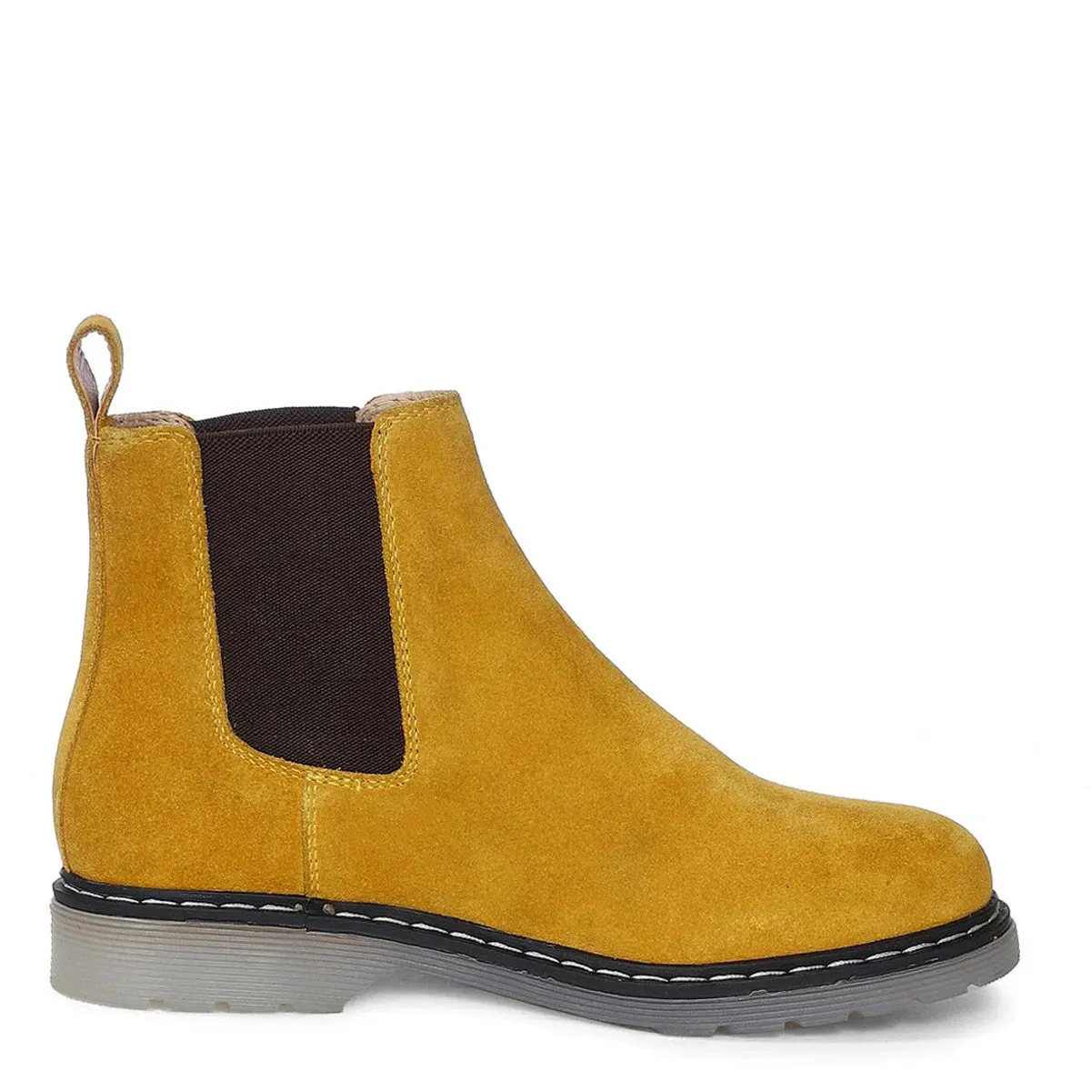 Elaine Yellow Suede Leather Chelsea Boots