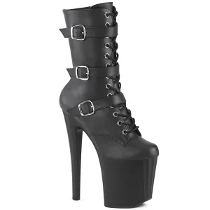 ENCHANT-1043 Black Faux Le/Black Matte, 8"Heels