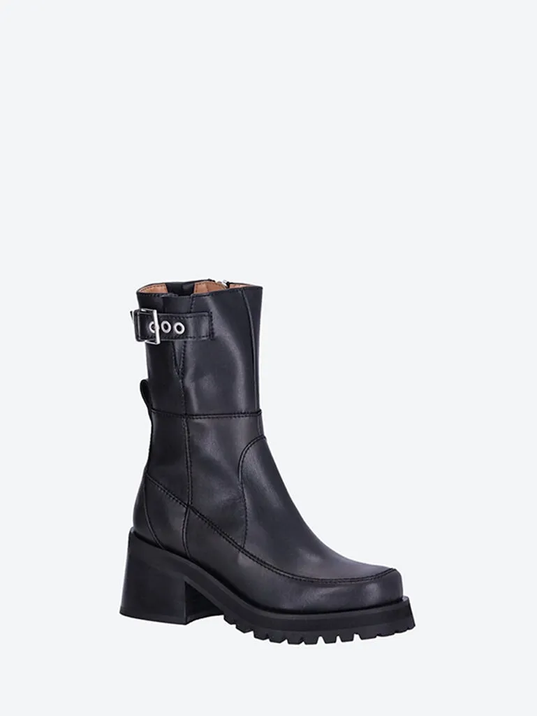 Feminine buckle platform boots