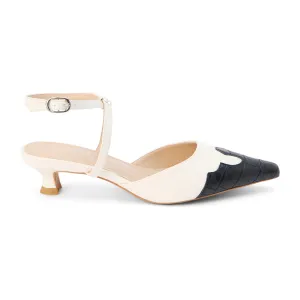 Florence Tolled Inlay Pointed Toe Kitten Heel Pumps