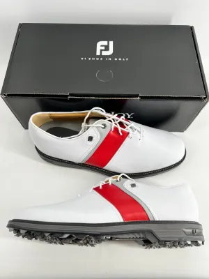 Footjoy Myjoys Premiere Series Packard Golf Shoes White Red Silver 11 XW