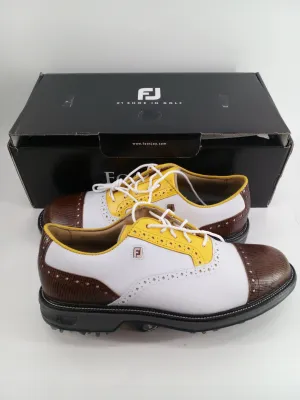 Footjoy Myjoys Premiere Series Tarlow Golf Shoes White Brown Yellow 7 M Custom