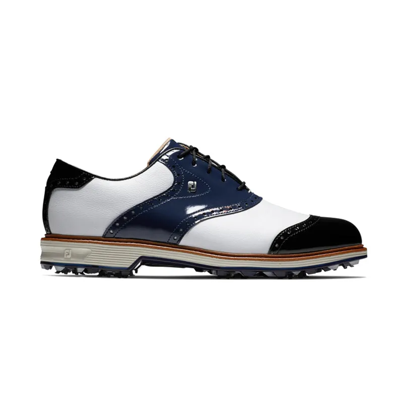 FOOTJOY Premiere Wilcox Men's Spiked Shoes (White/Navy)