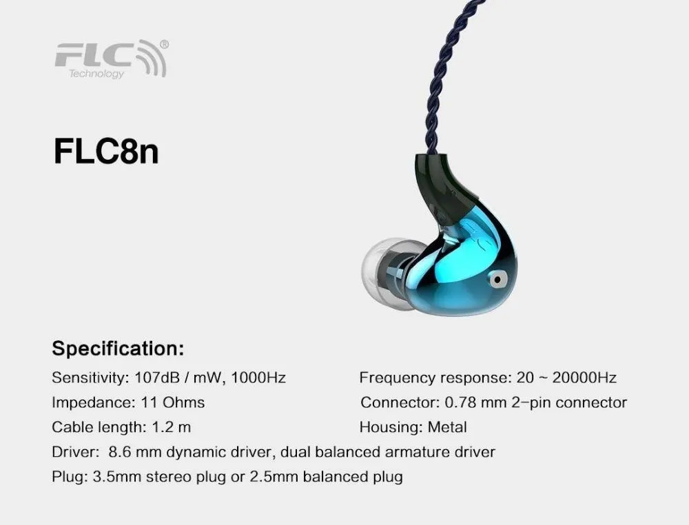 FORREST FLC8N Hybrid Dual Balanced Armature Dynamic Earphones