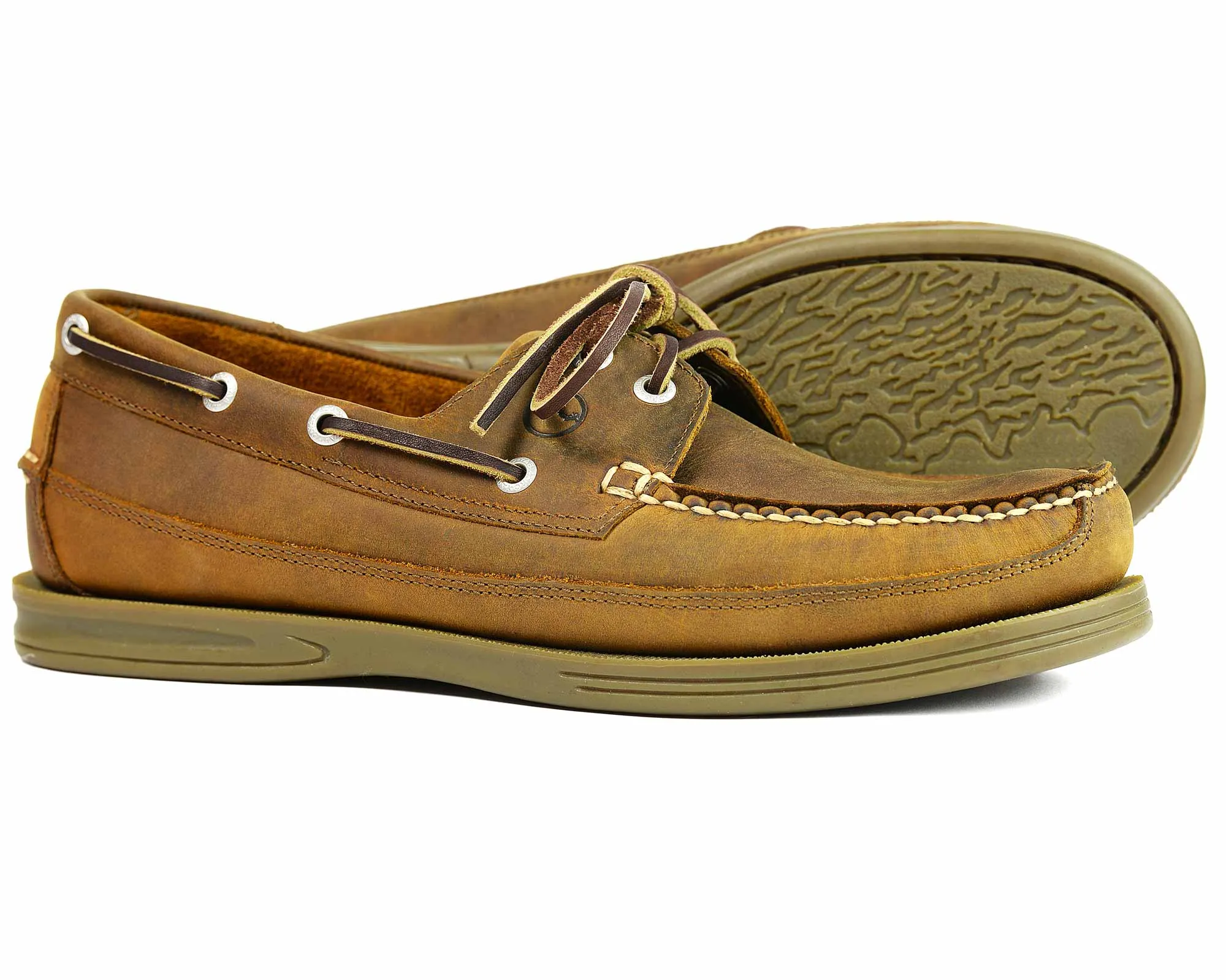 FOWEY Mens Wide slip-on Deck Shoes Sand Nubuck by Orca Bay