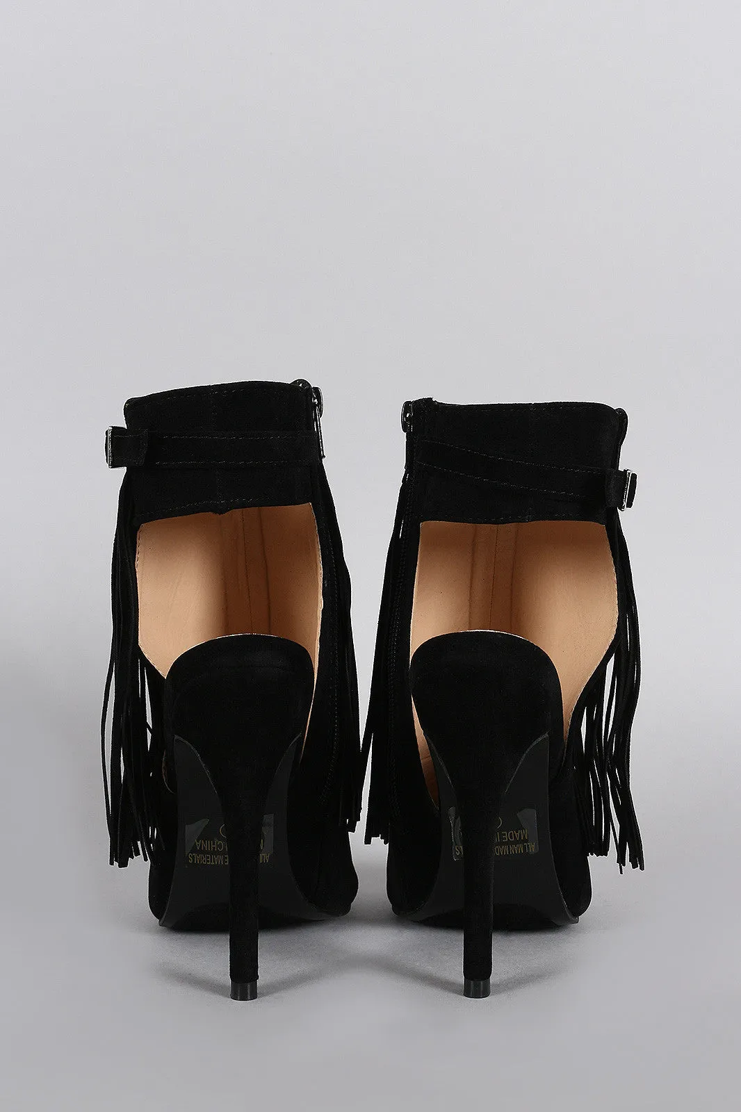 Fringe Peep Toe Stiletto Mule