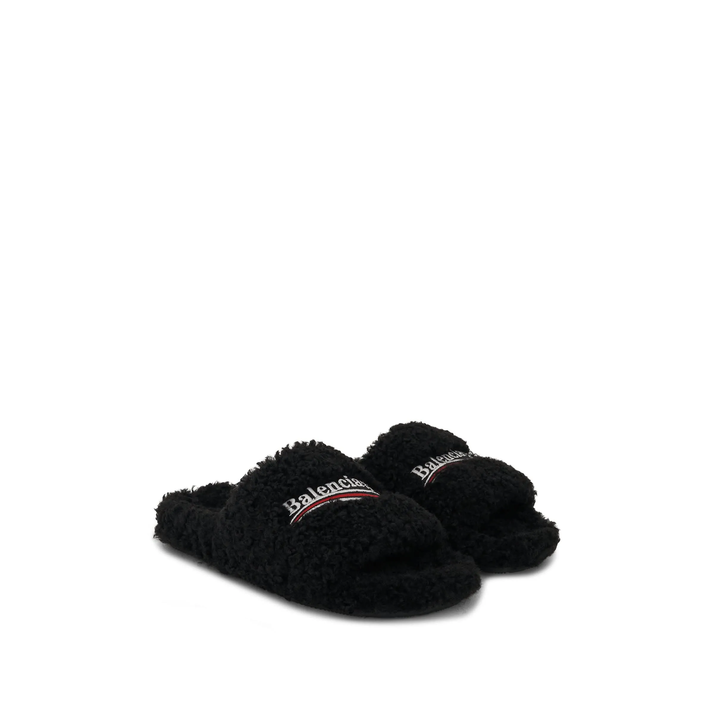 Furry Slide in Black/White