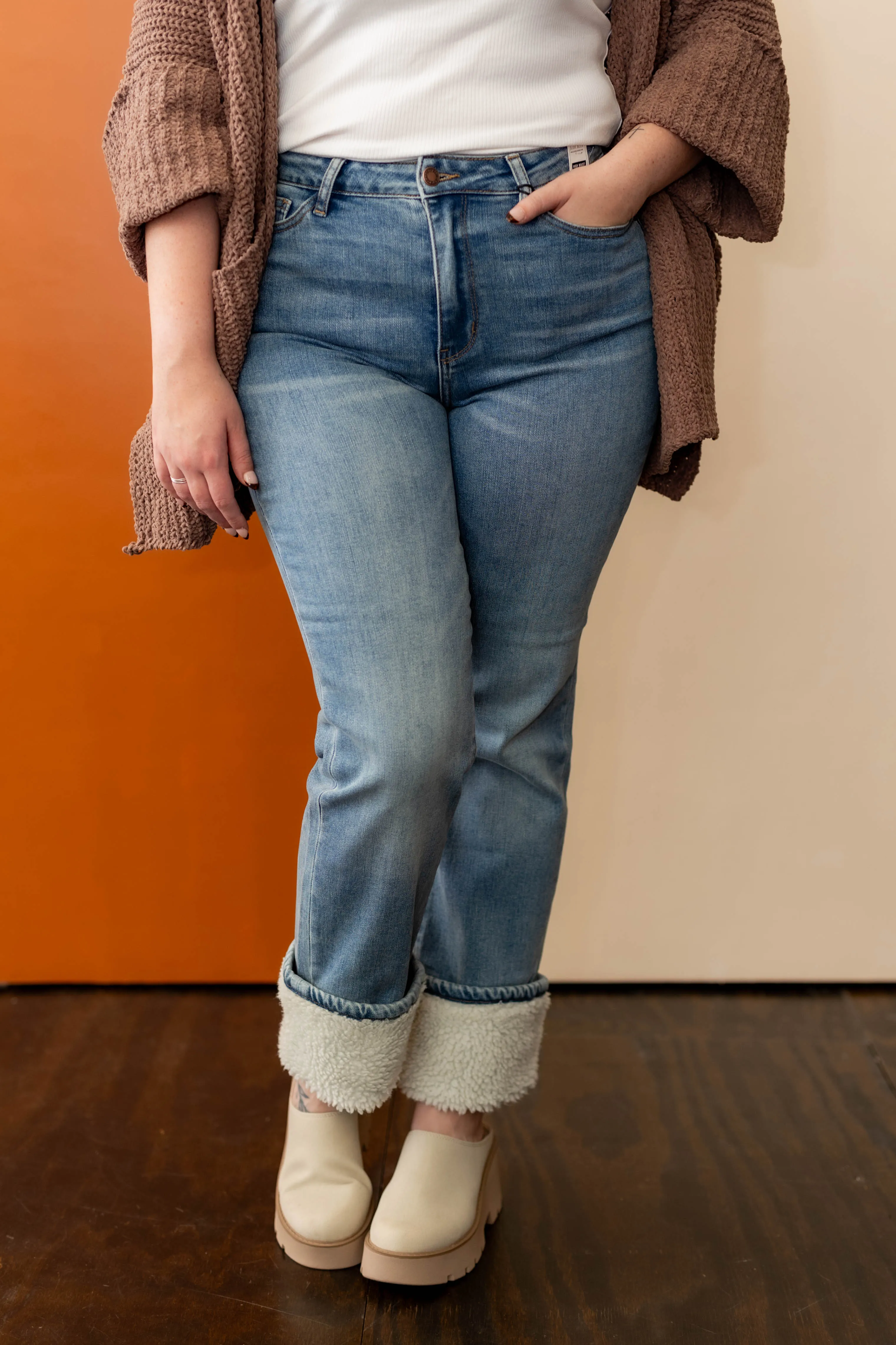 Get Cozy Sherpa Cuff Jeans