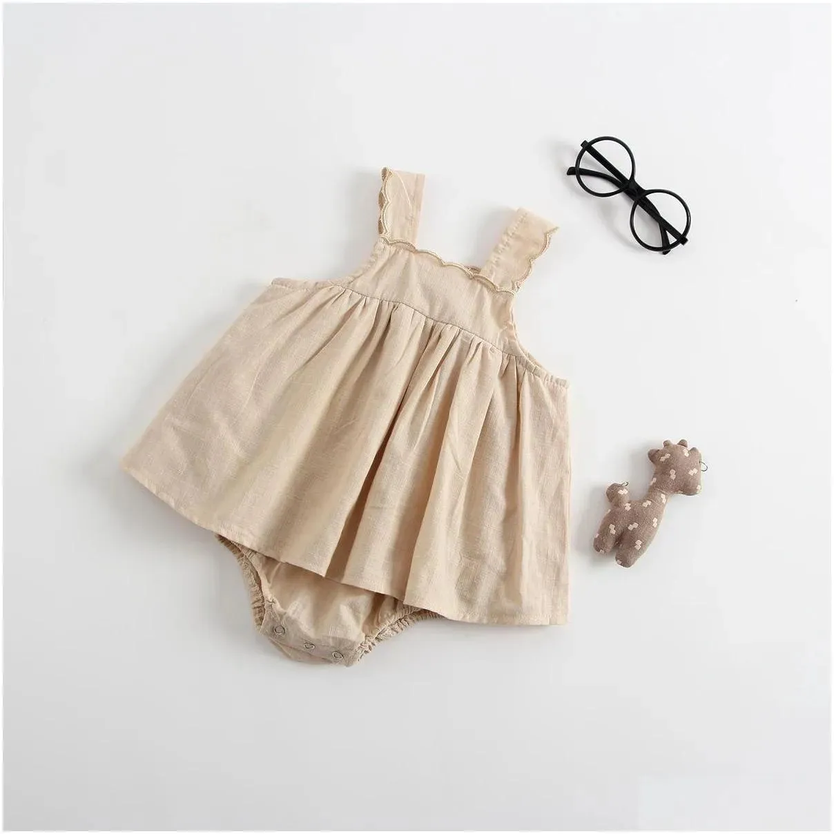 Girl'S Dresses Selling 2 Color Ins New Style Baby Kids Solid Lace Collar Romper High Quality Cotton Summer Addhat Baby, Kids Maternity Dht8V