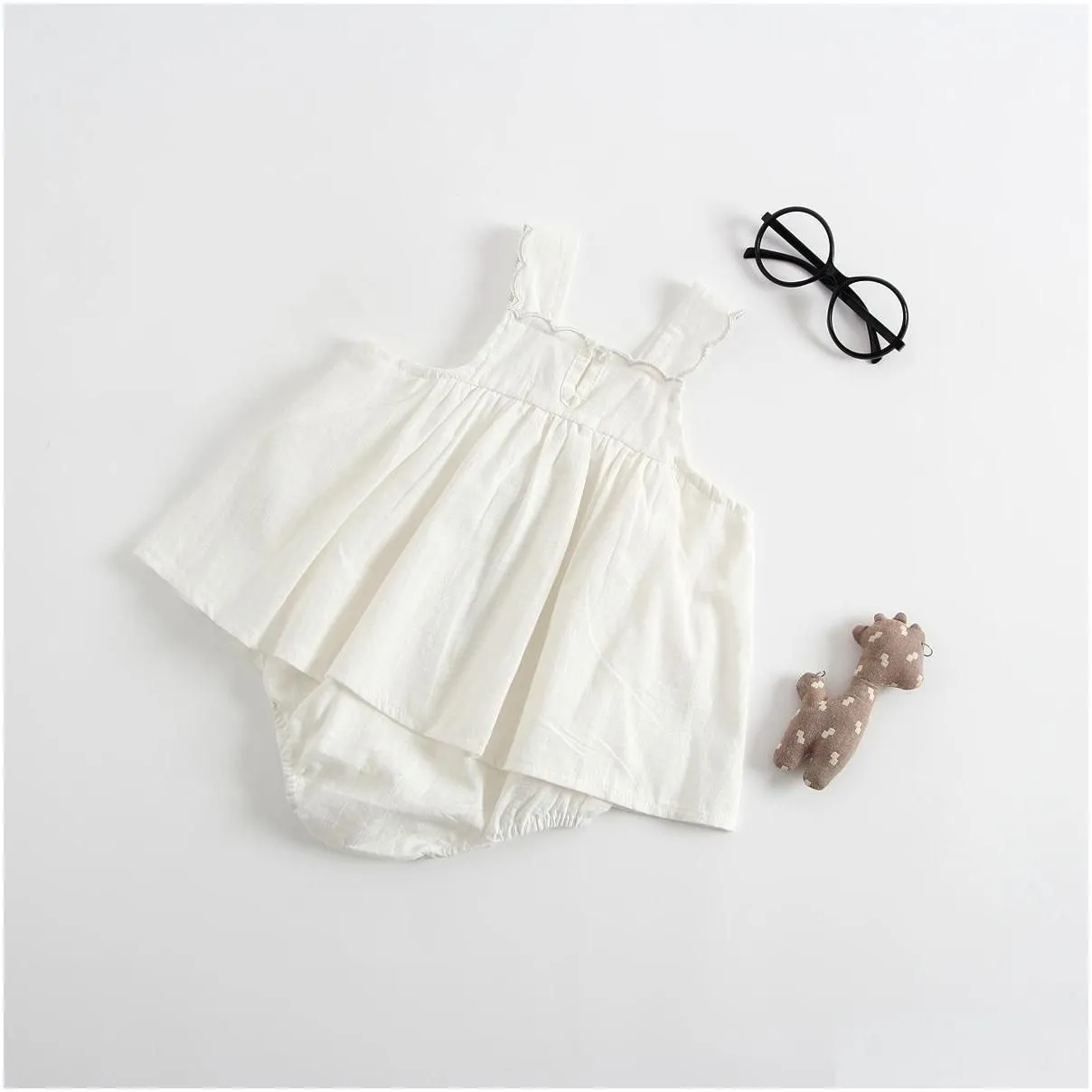 Girl'S Dresses Selling 2 Color Ins New Style Baby Kids Solid Lace Collar Romper High Quality Cotton Summer Addhat Baby, Kids Maternity Dht8V