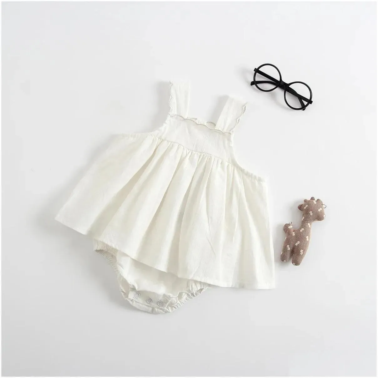 Girl'S Dresses Selling 2 Color Ins New Style Baby Kids Solid Lace Collar Romper High Quality Cotton Summer Addhat Baby, Kids Maternity Dht8V