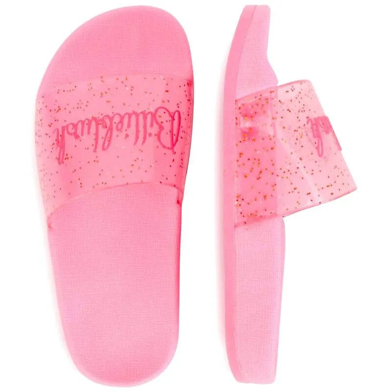 Girls Pink Glitter Slides