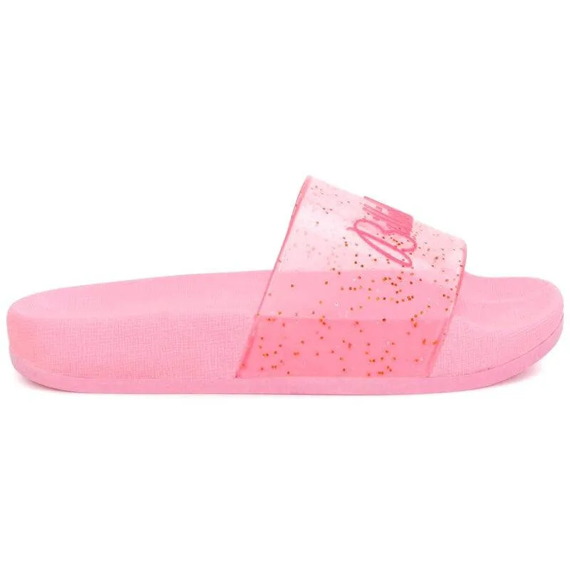 Girls Pink Glitter Slides