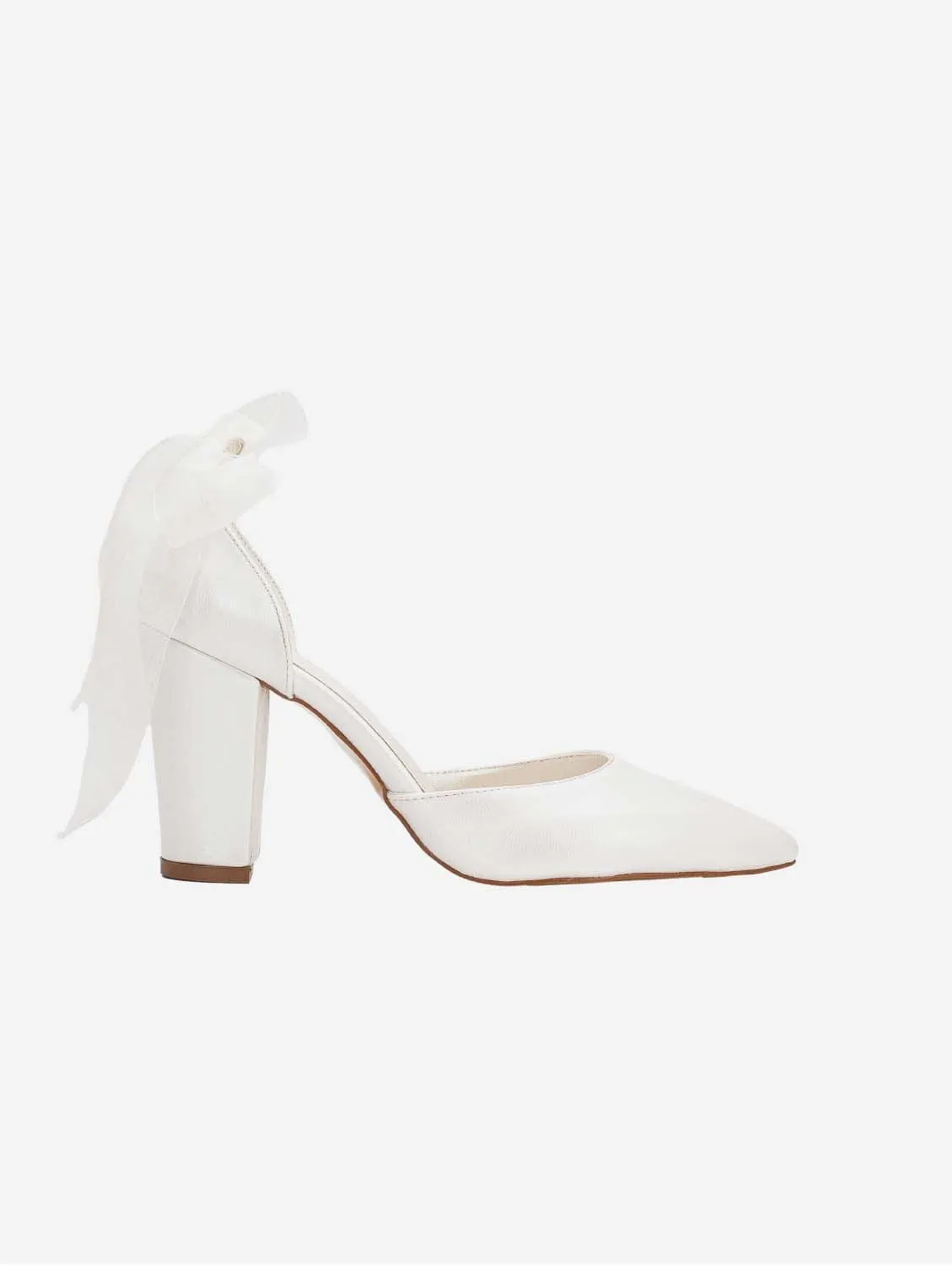 Gisele Vegan Leather Ribbon Wedding Heels | Ivory