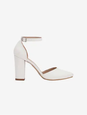 Gisele Vegan Leather Wedding Heels | White