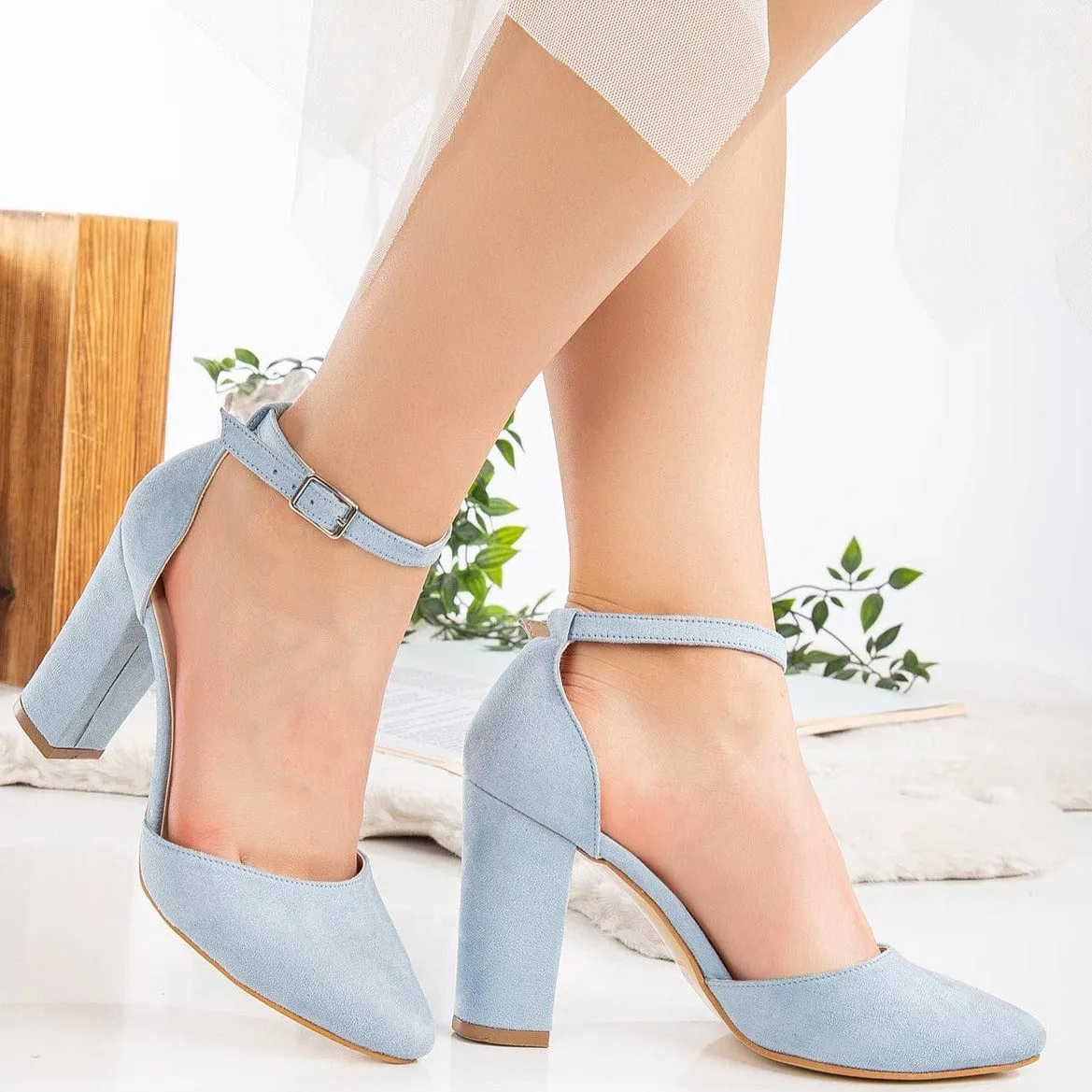 Gisele Vegan Suede Wedding Heels | Baby Blue