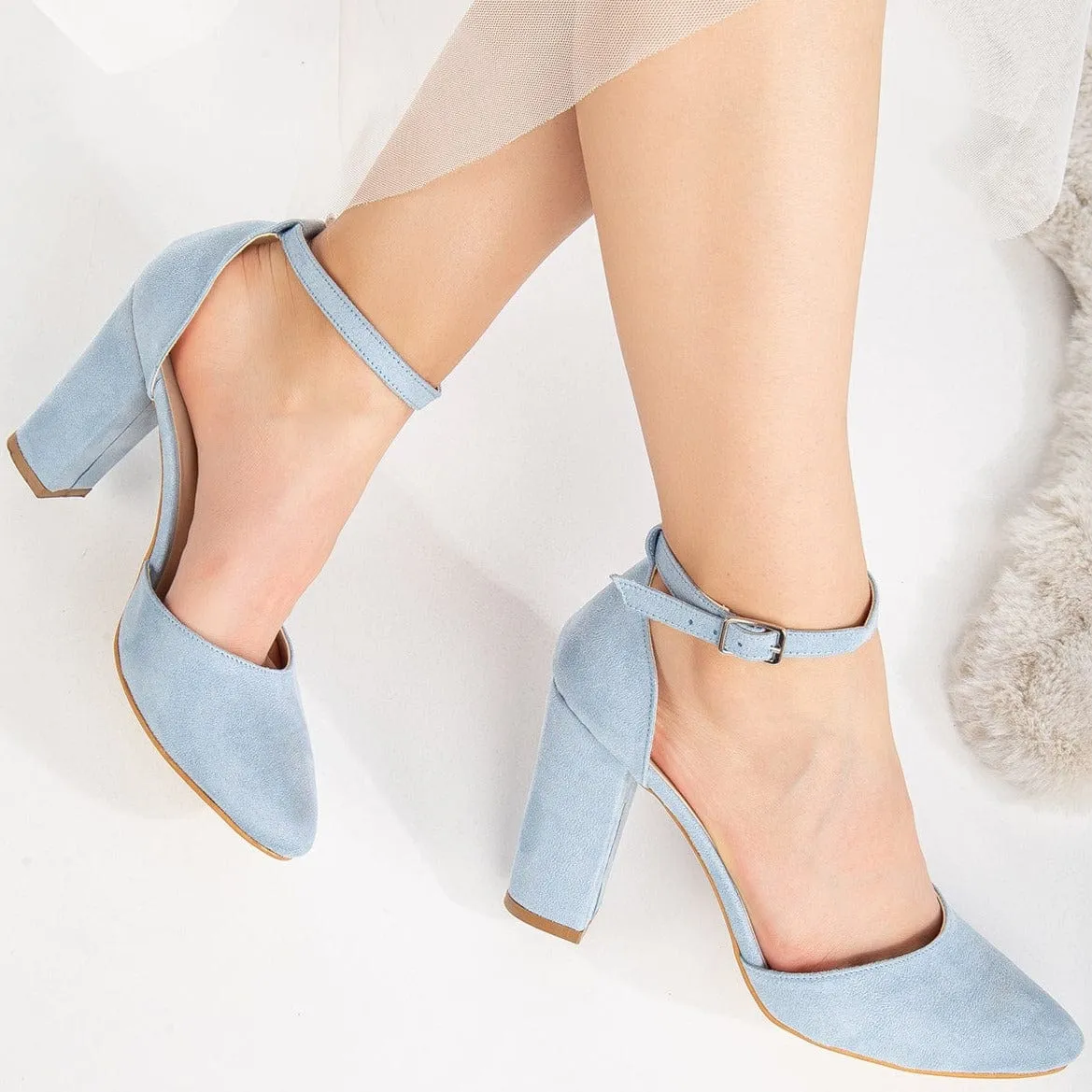 Gisele Vegan Suede Wedding Heels | Baby Blue