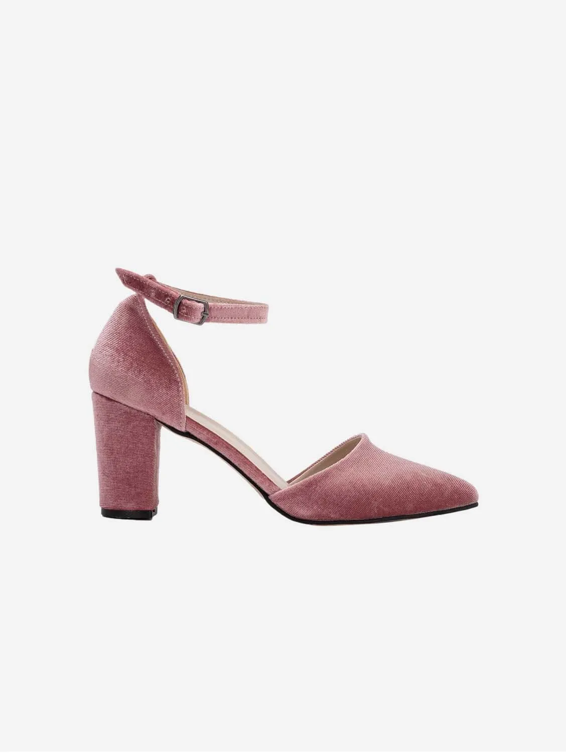 Gisele Vegan Velvet Ribbon Heels | Rose