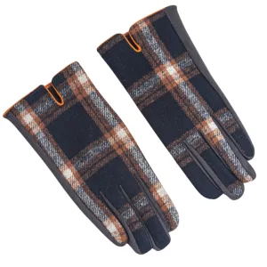 Gloves - Black Orange Tartan