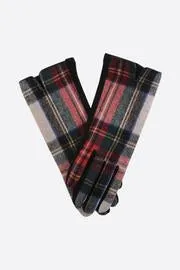 Gloves - Cream Red Tartan