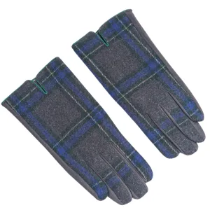 Gloves - Grey Blue Tartan